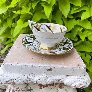 Vintage Royal Staffordshire Gold and Black Teacup and Saucer.